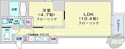 ビッグタワー大通公園 10階1LDKの間取り