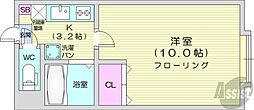 札幌市営東西線 西11丁目駅 徒歩10分の賃貸マンション 3階1Kの間取り