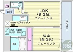 札幌市営南北線 中島公園駅 徒歩11分の賃貸マンション 7階1LDKの間取り