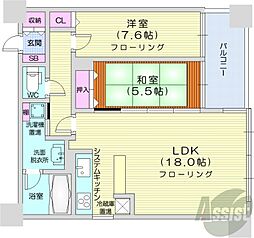 札幌市営南北線 中島公園駅 徒歩5分の賃貸マンション 2階2LDKの間取り
