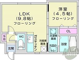 Claire・elmの杜 3階1LDKの間取り
