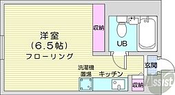 シャンボール札幌 10階ワンルームの間取り
