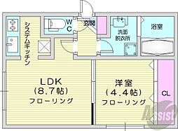 エルフ11 1階1LDKの間取り