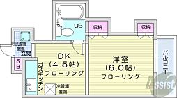 ノースタウンハウス 7階1DKの間取り