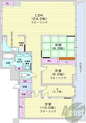札幌市営南北線 中島公園駅 徒歩5分の賃貸マンション 13階3LDKの間取り