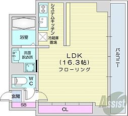 アストリアN6 10階ワンルームの間取り