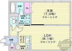 クリアーフィールド 2階1LDKの間取り