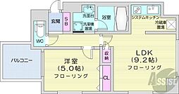 札幌市営東西線 バスセンター前駅 徒歩1分の賃貸マンション 14階1LDKの間取り