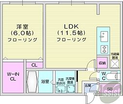 札幌市営東西線 西18丁目駅 徒歩24分の賃貸マンション 4階1LDKの間取り