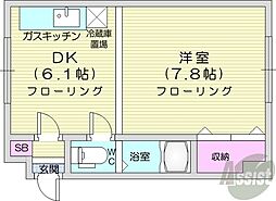 レジデンス松井 4階1DKの間取り