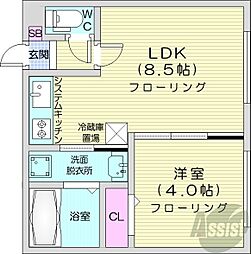 札幌市営東西線 円山公園駅 徒歩10分の賃貸マンション 4階1LDKの間取り