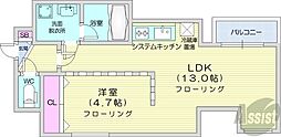 札幌市営東豊線 豊水すすきの駅 徒歩1分の賃貸マンション 11階1LDKの間取り