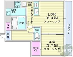 札幌市営東西線 西11丁目駅 徒歩9分の賃貸マンション 5階1LDKの間取り
