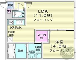 JR函館本線 桑園駅 徒歩7分の賃貸マンション 4階1LDKの間取り