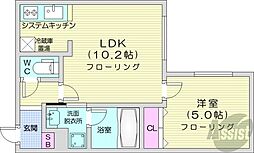札幌市西区二十四軒三条5丁目マンション 1LDKの間取図画像
