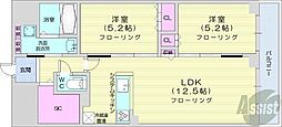 札幌市中央区北三条西12丁目マンション 2LDKの間取図画像