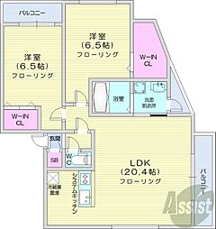 WELLZ N5(ウェルズN5) 2LDKの間取図画像