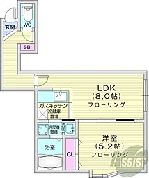 リースクエア28 1LDKの間取図画像