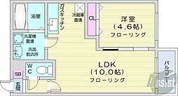 セントポーリアフラン 1LDKの間取図画像
