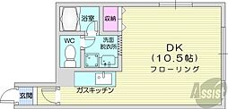 第15大岡ビル ワンルームの間取図画像