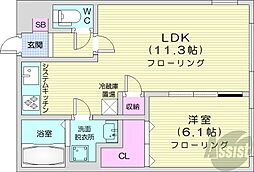アンシャンテ 1LDKの間取図画像