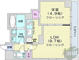 レジディアキタニジョウイースト2 1LDKの間取図画像