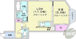 cityresidence北13条東 1LDKの間取図画像
