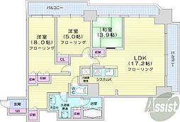 知事公館前タワーレジデンス 3LDKの間取図画像