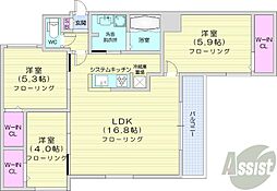 札幌市西区山の手三条2丁目マンション 3LDKの間取図画像