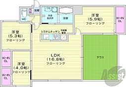 札幌市西区山の手三条2丁目マンション 3LDKの間取図画像