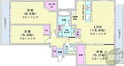 円山ザ・レジデンス 3LDKの間取図画像