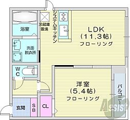 ミエル 1LDKの間取図画像