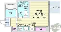 プライマル札幌北18条 ワンルームの間取図画像