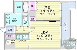 RESIDIASAPPORO-EKIMAE 1LDKの間取図画像