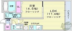 ヴォーネン円山裏参道 1LDKの間取図画像