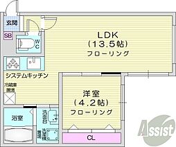 TiAmoN32 1LDKの間取図画像
