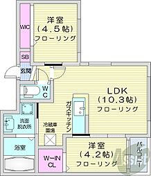 ルノンサッポロステーション 2LDKの間取図画像