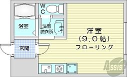 ヴィラ.モデルナC ワンルームの間取図画像