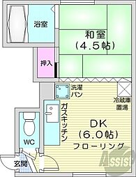 中央コーポ 1DKの間取図画像