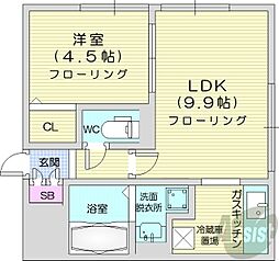 ファクター麻生 1LDKの間取図画像