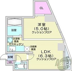 パークヒルズ中央411 1DKの間取図画像