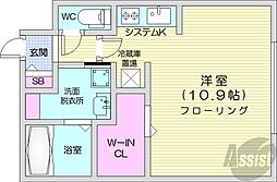 coffret(コフレ)平和通6 1Kの間取図画像