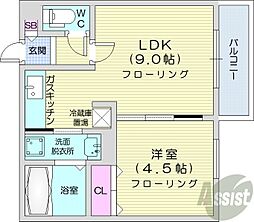 ペルージュ菊水 1LDKの間取図画像