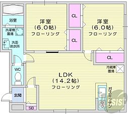 アーティスト45 2LDKの間取図画像