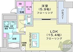プライムメゾン大通公園 1LDKの間取図画像