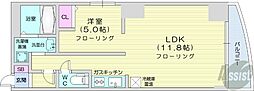 プルミエール札幌 1LDKの間取図画像