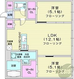 DIORERESIDENCESAPPORO 2LDKの間取図画像