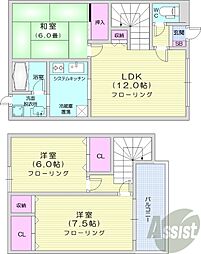 メゾンドゥヴェールC 3LDKの間取図画像