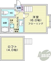 アップルハウス北34条2 1Kの間取図画像