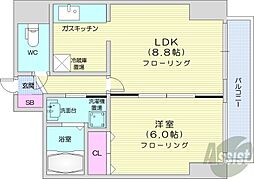 ドーリス札幌 1LDKの間取図画像